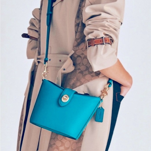 Coach New with card care Addie Crossbody Refined pebble leather Vivid Bl… - Picture 3 of 16